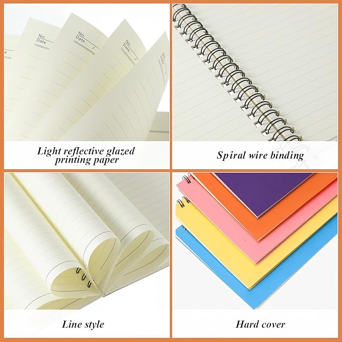 Leelosp 12 Pcs Small Spiral Notebook Lined Spiral Journal College Ruled Notebook Wire Bound Kraft Cover, 120 Pages for Work (Colorful,5 x 7 Inch)
