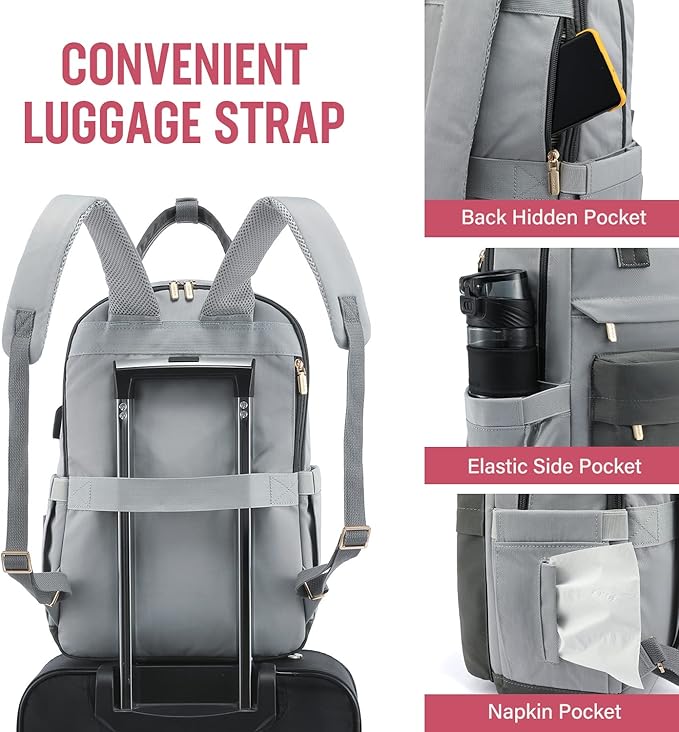 LOVEVOOK Travel Laptop Backpack Women Anti-theft Laptop Bag with USB Port Waterproof Computer Backpack for Nurse College Work