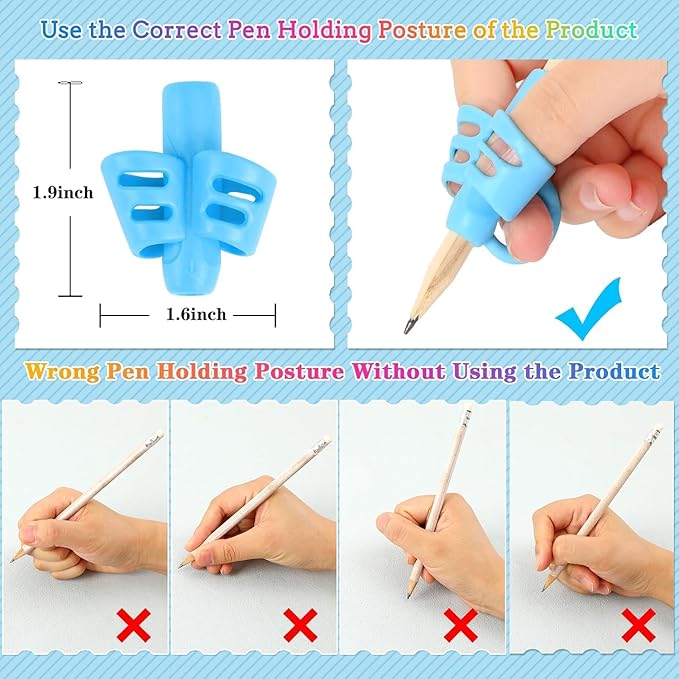 SANNIX 8 Pack Pencil Grips for Kids Handwriting, Pencil Holder Grip Posture Correction Training Pen Writing Aid Tool for Preschools & Elementary Schools