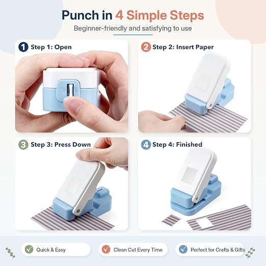 CYFUN DESIGN Stamp Punch, Stamps Cutter, Postage Stamps Edge Paper Punch, Perforated Craft Punches for Junk Journal & Scrapbooking, Stackable Design with Alignment Cutout for Precise Positioning(Blue)