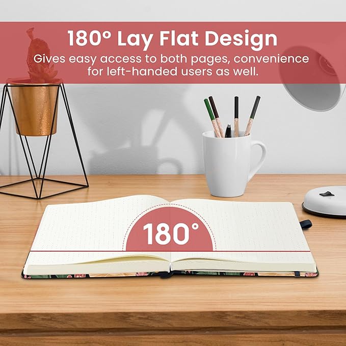 Taja Pretty Dotted Journal for Women, Aesthetic Cute Hardcover Leather Journal for Writing, A5 Journaling Notebook for Work & Sketch, Perfect for Office School Home, 160 Pages, Garden Bird