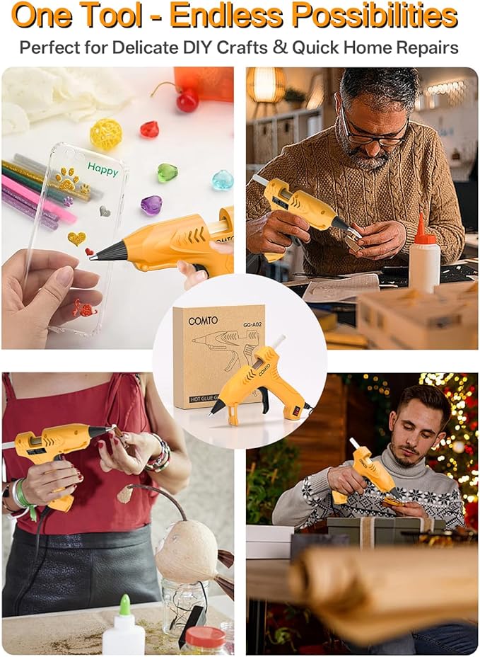 Hot Glue Gun Kit with 30 Sticks, 20W Fast Preheating Mini Hot Glue Gun and Sticks Set for School Crafts DIY Arts and Quick Home Repairs, Yellow