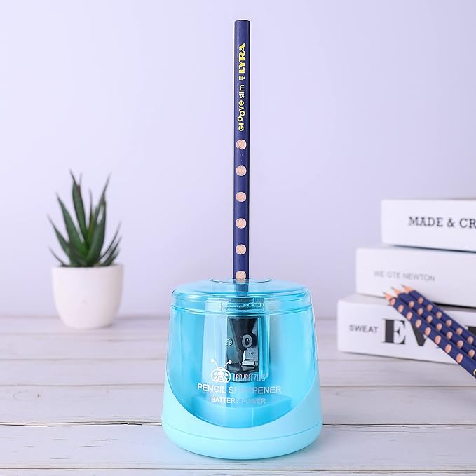 AA Battery Power Electric Pencil Sharpener, Portable &Automatic Sharpening, a Replacement Blade Contained, Powerful and Durable Fast-Sharpening,Battery not Included