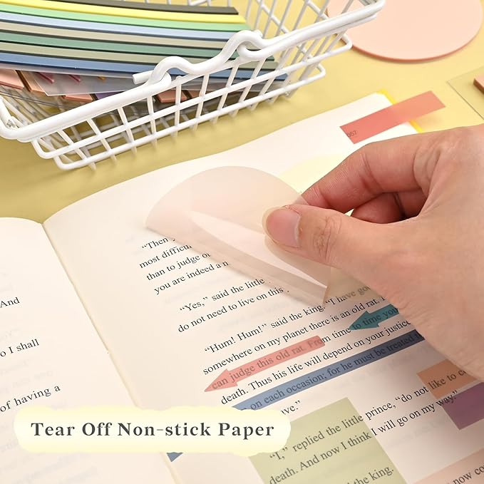 Temiary 1180Pcs Transparent Vintage Sticky Notes, Waterproof Writable See-Through Highlighter Strips Translucent Index Page Tabs Clear Stickers for Home, Office, Notebook, Annotating Memo