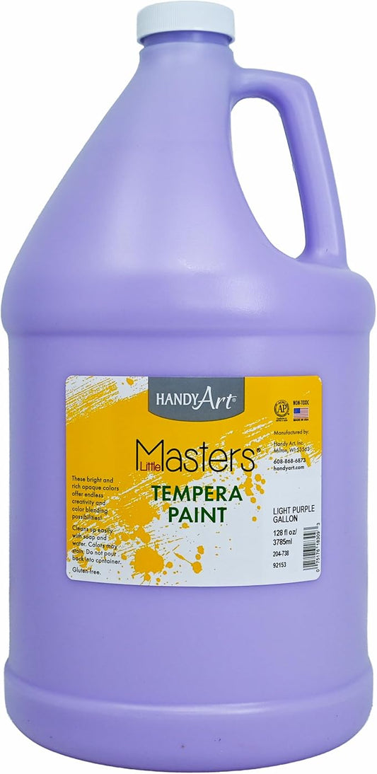 Handy Art Little Masters Tempera Paint, Light Purple, Gallon 128 oz Bottle, Bright & Mixable, High Opacity, Washable Colors for Classroom, Students, Kids, Young Artists, Safe & Non-Toxic, Made in USA