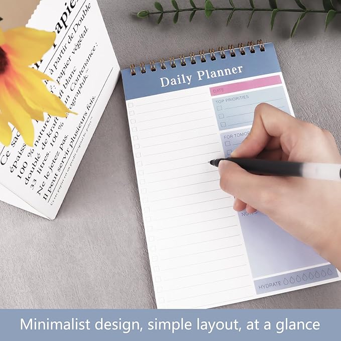 Newkita 30 Sheets Undated Daily Planner Memo Pad, 5.1x7.8 Inch To Do List Notebook, Multiple Functional Checklist Notepads for Office, School and Home (Blue)