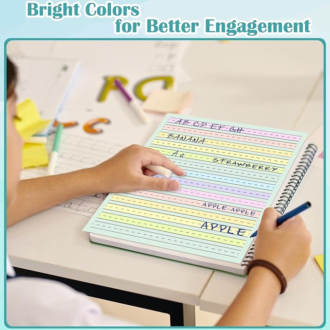 50 Sheets Handwriting Paper 8.5”x11” Double Side Colored Primary Writing Paper for Kids with ADHD 0.5” Tactile Writing Lines Spacing Multi-Sensory Ruled Handwriting Tablet Dysgraphia Pad for Children