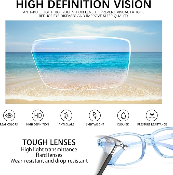 Progressive Multifocus Reading Glasses Men Women 3 Pack Anti Blue Light Eyestrain Quality Computer Readers (3 Mix, 2.25)