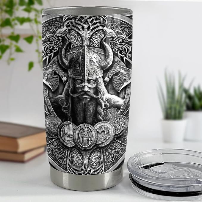 Viking Cup Tumbler 20oz Viking Gift for Men Vikings Stainless Steel Insulated Tumblers Coffee Travel Mug Gifts for Birthday Christmas