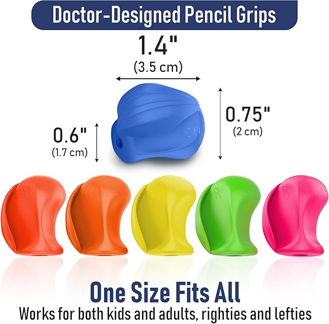 The Pencil Grip Pencil Grips, The Crossover Grip, Ergonomic Writing Aid For Righties And Lefties, Colorful Pencil Grippers, Assorted Neon Colors, 6 Count - (TPG-18006)