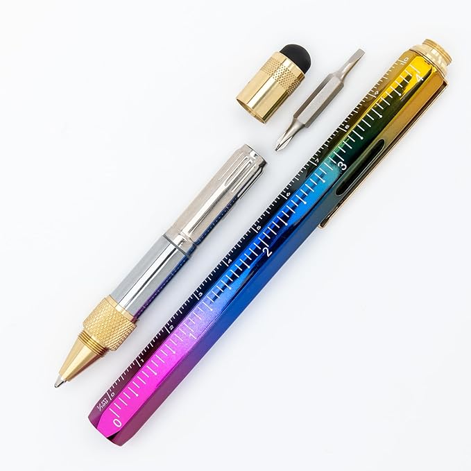 Monteverde USA Tool Pen Set – Rainbow Fountain Pen Medium Nib + Ballpoint with Standard Blue Refill – Luxury Writing Gift for Collectors, Professionals & Everyday Use