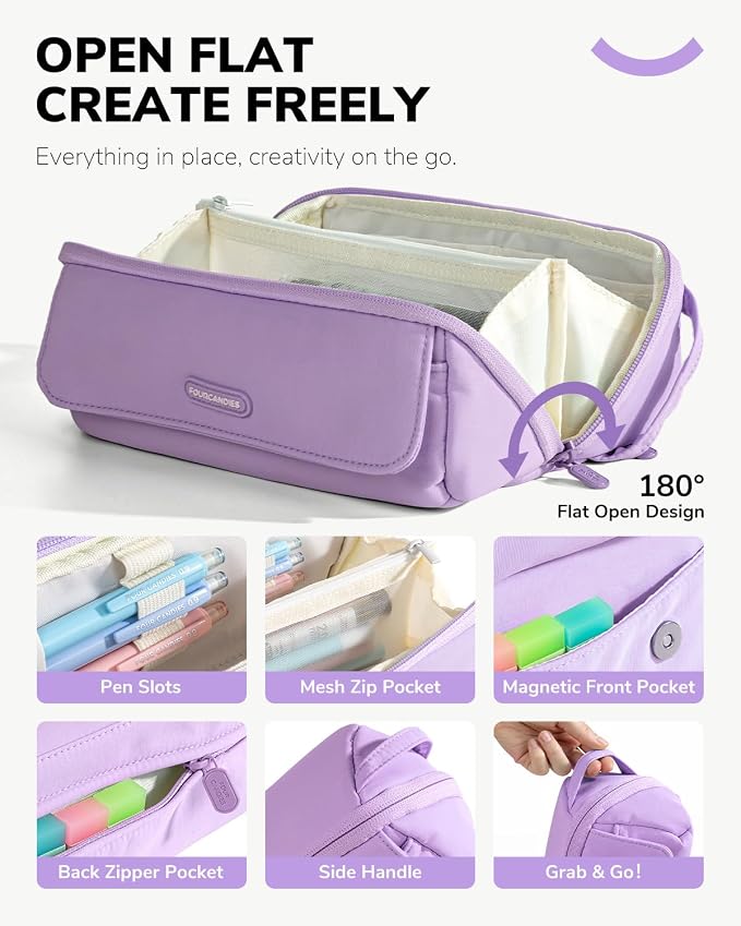 Four Candies 36PCS Mechanical Pencil Set with 624 Refills (Light Purple) | 0.5mm, 0.7mm, 0.9mm & 2.0mm Mechanical Pencils, Aesthetic School Supplies for Writing, Drawing, Drafting and Note-Taking