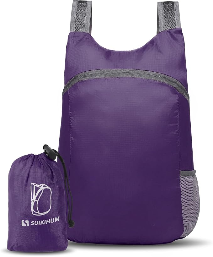 Ultra Lightweight Hiking-Daypack,Foldable Travel Packable Backpack | 20L Foldable Bag for Camping Cycling Outdoor,Day Pack for Men Women,Purple