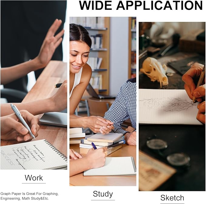Engrowtic 3 Pack Graph Paper Spiral Notepad A5 Top Wirebound Notepad Grid Notebook Steno Pads Memo Notebook Grid Paper 140 Pages for Writing Sketching Drawing Office Supplies (Multicolor 1)