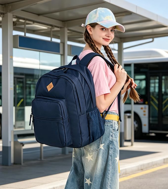 abshoo Classical Basic Womens Travel Backpack For College Men Water Resistant Large Bookbag (Navy)