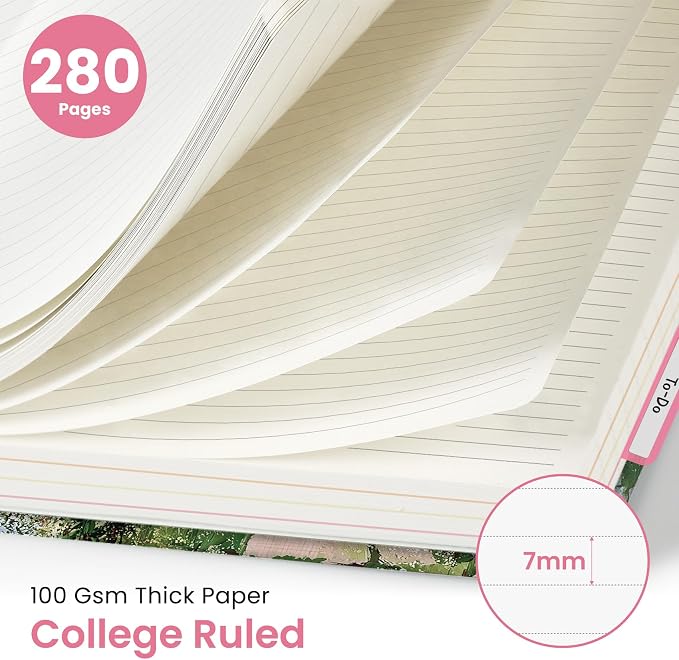 Taja Cute Large Spiral Lined Notebook for Work with 5 Removable Dividers