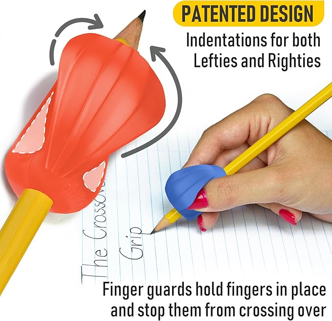 The Pencil Grip Pencil Grips, The Crossover Grip, Ergonomic Writing Aid For Righties And Lefties, Colorful Pencil Grippers, Assorted Neon Colors, 6 Count - (TPG-18006)