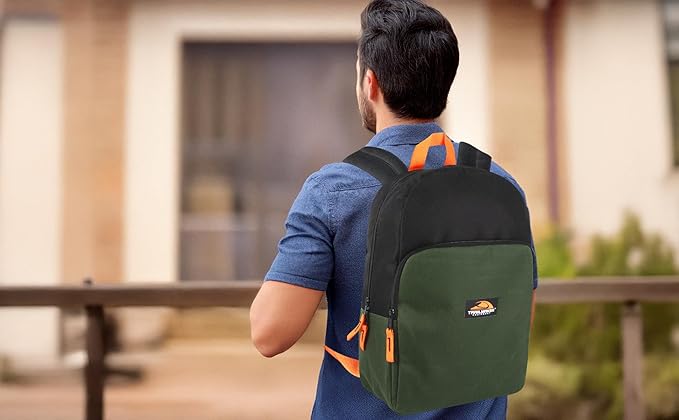 Trail maker 15 Inch Backpack for Kids, Preschool, Elementary & Middle School Students – Spacious Bookbag with Large Front Pocket, Adjustable Straps, Fits up to 13 Inch Laptop (Green)