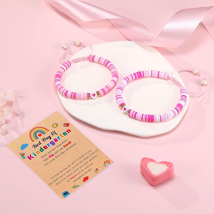 UPROMI First Day of Preschool/Kindergarten/1st Grade/2nd Grade/School Gift, Back to School Bracelet Mommy and Me Dad and Son