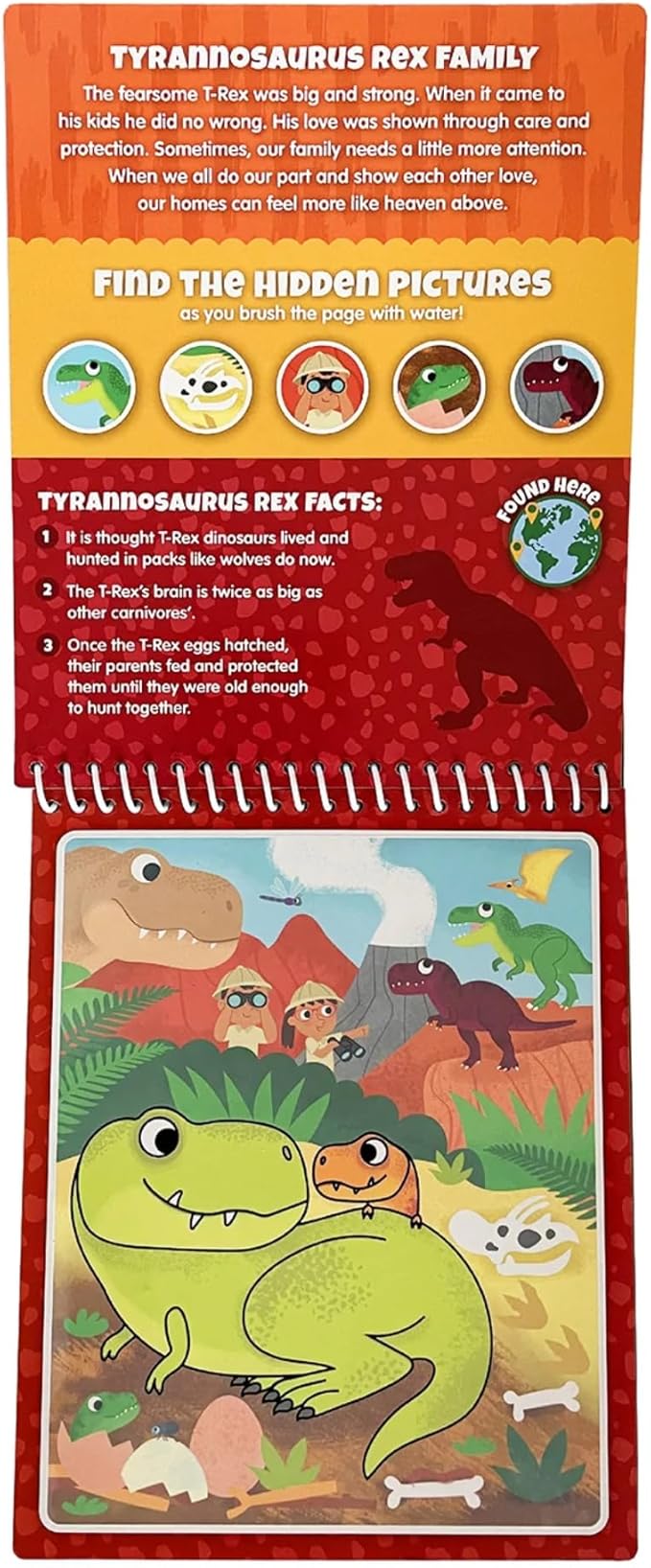 Dinosaur Families Aqua Brush Activity Book - Reusable Water Coloring, Travel-Friendly Fun for Kids