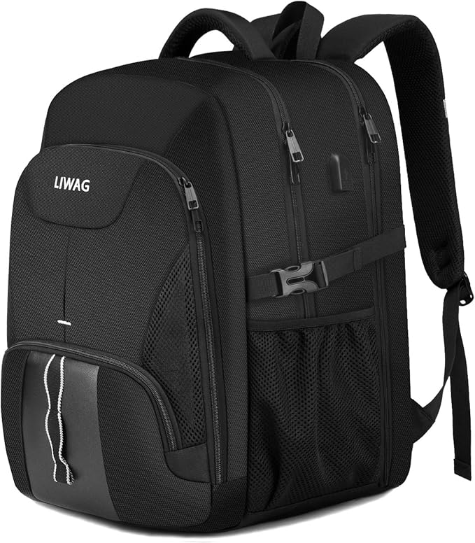 18.4 inch Laptop Backpack,Extra Large Backpack for Men 55L ,Water Resistant Travel Backpack with USB Charging Port,TSA Friendly Big Business Anti Theft Computer Bag Work College School Bookbags,Black