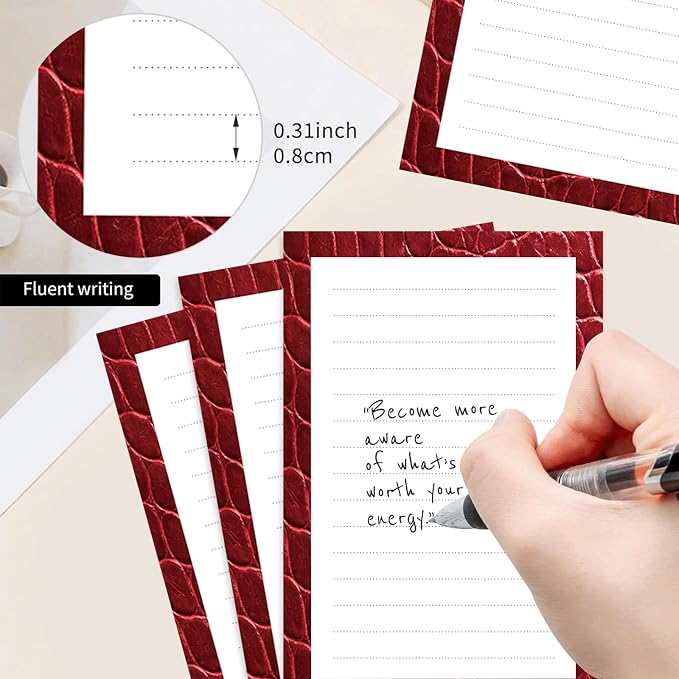 2 Pack Lined Sticky Notes 4x6 in, Cute Self-Stick Notepads with Lines, Large Memo Pads Strong Adhesive for Office, Home Red Cute Crocodile Skin