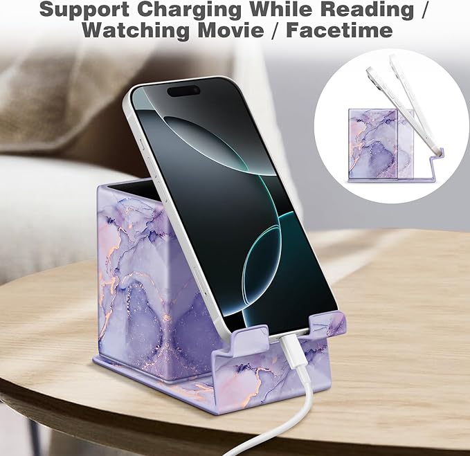 FINTIE Pencil Holder With Phone Stand, Eyeglasses Holder, Desktop Organizer Nightstand Accessories Office Supplies Case
