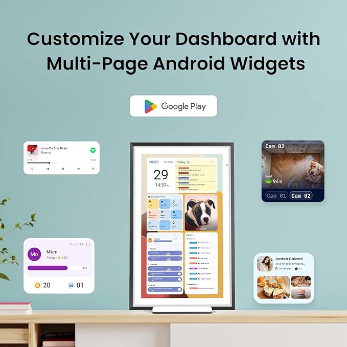 Apolosign 15.6-inch Digital Calendar : Dual Mode Smart Wall Planner, No Subscription, Install Apps, Sync Calendars, Electronic Touchscreen Interactive Display for Family Schedules, Chore Chart - with Stand (Black)