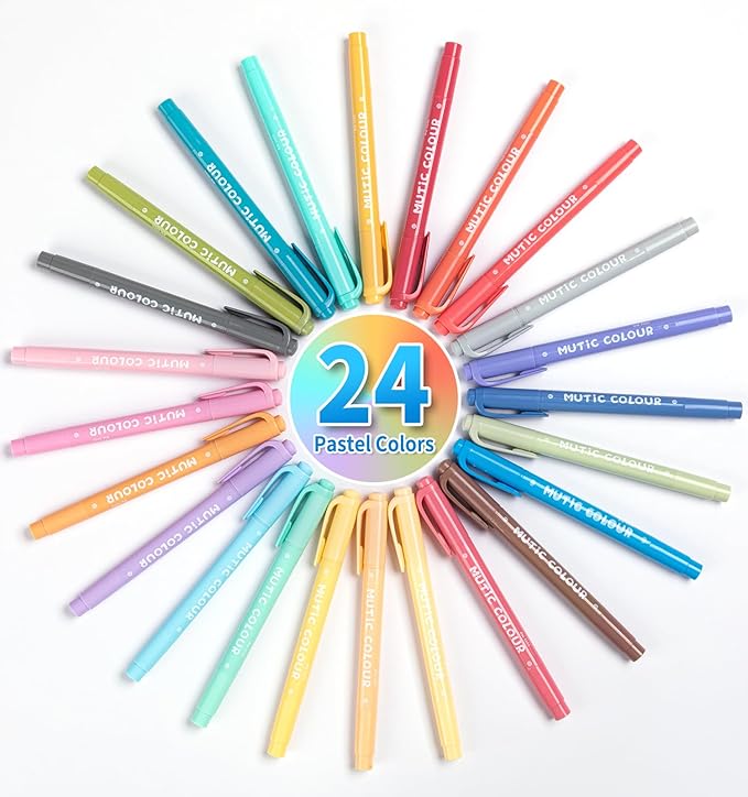 24 Pcs Pastel Highlighters, Highlighter No Bleed, Highlighters Assorted Colors, Chisel & Fine Tips Dual Tip for Bible Journaling, Note Taking, Cute Office Supplies