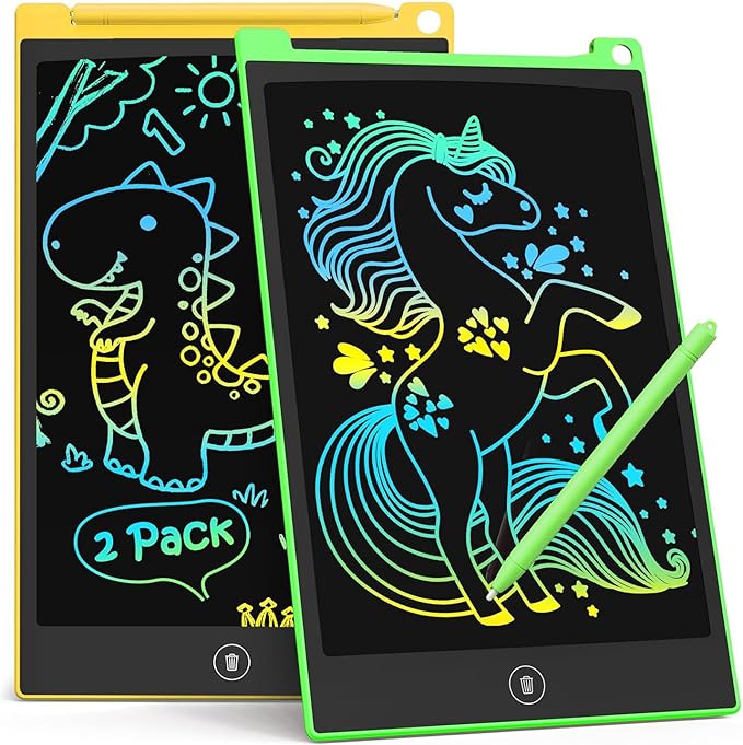TECJOE 2 Pack LCD Writing Tablet, 8.5 Inch Colorful Doodle Board Drawing Tablet for Kids, Kids Travel Games Activity Learning Toys Birthday Gifts for 3 4 5 6 Year Old Boys and Girls Toddlers