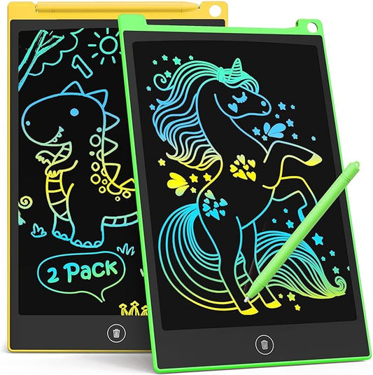 TECJOE 2 Pack LCD Writing Tablet, 8.5 Inch Colorful Doodle Board Drawing Tablet for Kids, Kids Travel Games Activity Learning Toys Birthday Gifts for 3 4 5 6 Year Old Boys and Girls Toddlers