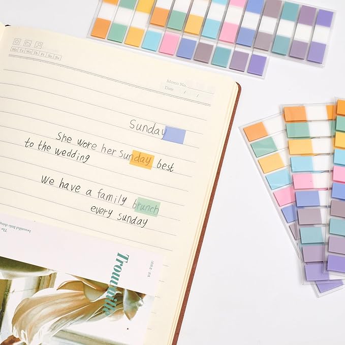 Sticky Tabs Notes Page Marker - 1000Pcs 1.77-Inch Repositionable Sticky Index Tabs Colorful Page Tab for Annotating Books, Files and Notebook Dividers, Teacher School Office Supplies,Study Aids