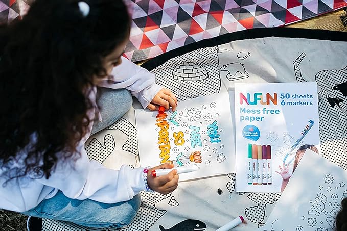 NuFun Activities Mess Free Set - Kids Create No Mess Wonders with Special Coloring Paper, Gift for Toddlers and Kids, 50 Blank Pages and 6 Markers