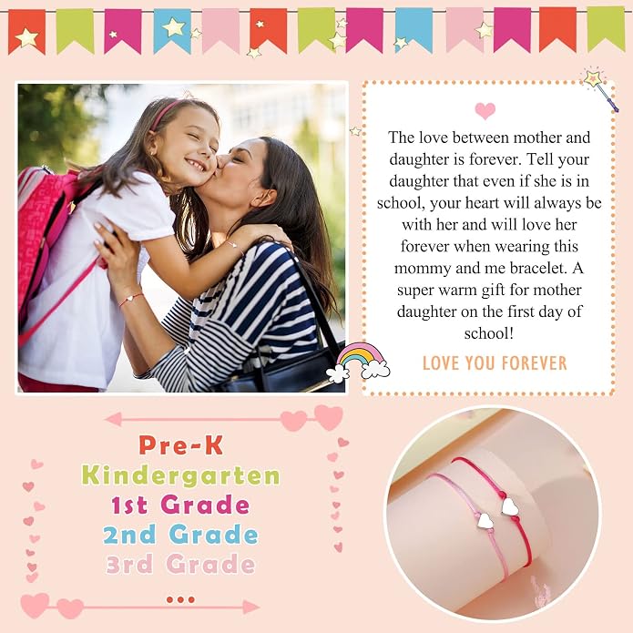 UNGENT THEM Big & Small Heart Bracelets Back to School Gifts for Girls