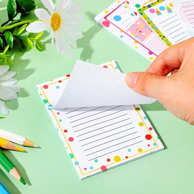 12 Pcs Confetti Small Note Pads Cute Lined Stick Pad 3 x 4 Inch Decorative Memo Colorful Teacher Notepad Shopping List Appreciation Gift for Office Student, Each with 30 Sheet (Pack of 2)
