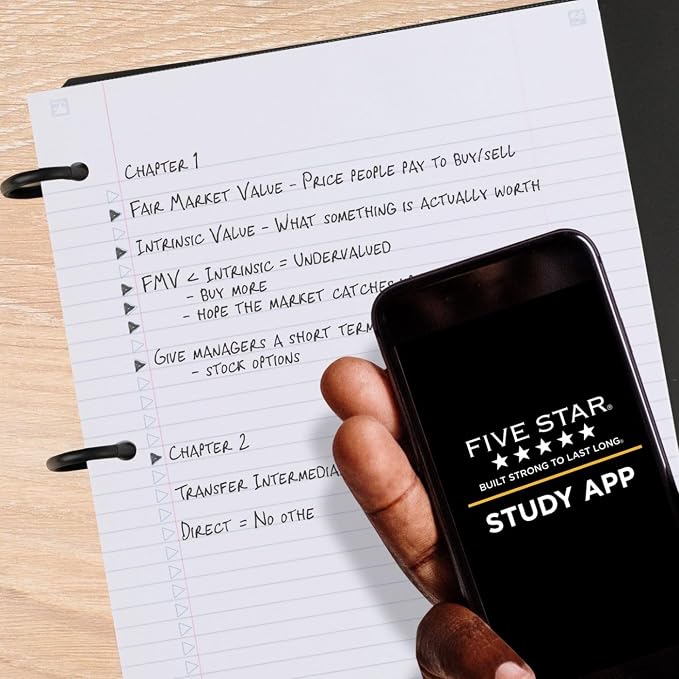 Five Star Flex Refillable Notebook + Study App, 1 Inch Binder with Customizable Cover, College Ruled Notebook and 3 Ring Binder, Hybrid NoteBinder, 200 Sheet Capacity, Color Will Vary (29326)
