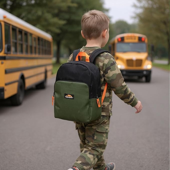 Trail maker 15 Inch Backpack for Kids, Preschool, Elementary & Middle School Students – Spacious Bookbag with Large Front Pocket, Adjustable Straps, Fits up to 13 Inch Laptop (Green)