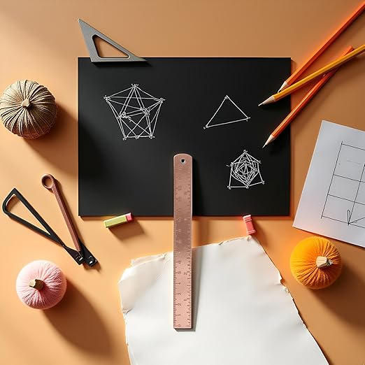 Rose Gold Ruler, Metal Drawing Ruler, Brass Straight, Unisex Learning Measuring Bookmark Stationery for School Office Math Geometry Gift Drafting Tools and Kits Office and School Supplies