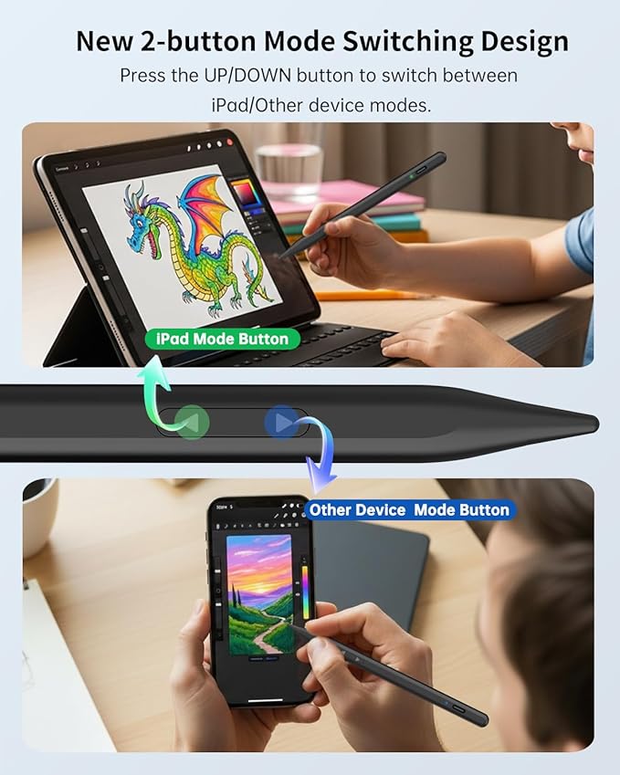 MEKO Universal Stylus Pen for Apple iPhone & Android & iPad, 2X Fast Charge Active Stylus Pencil for All Touch Screen, High Sensitivity Capacitive Stylus for Smartphone Apple Watch Tablet-Black