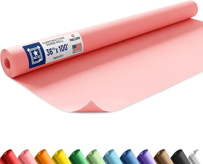 Pink Construction Paper Roll 36" x 100 ft – Made in USA – 36" Bulletin Board Paper for Classroom & School, Teachers & Kids