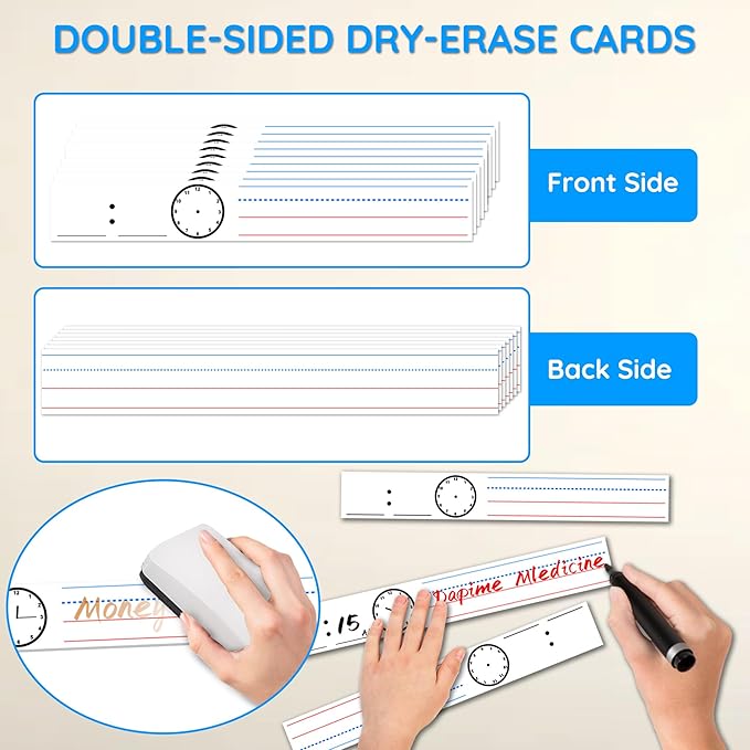 ZKOO Daily Schedule Pocket Chart, School Smart Pocket Chart with 18 Blank Double-Sided Reusable Cards, Teaching Scheduling Pocket Charts for Classroom 13+1 Pocket (Black)