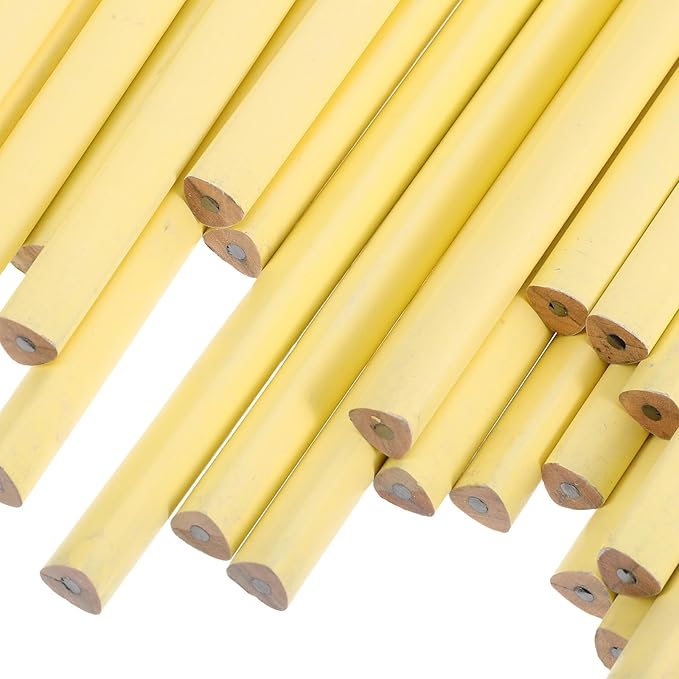 OSALADI 50pcs Yellow Triangular Wooden Lead Pencils with Erasers Pre-sharpened Pencils for School Classroom Writing Drawing and Preschoolers