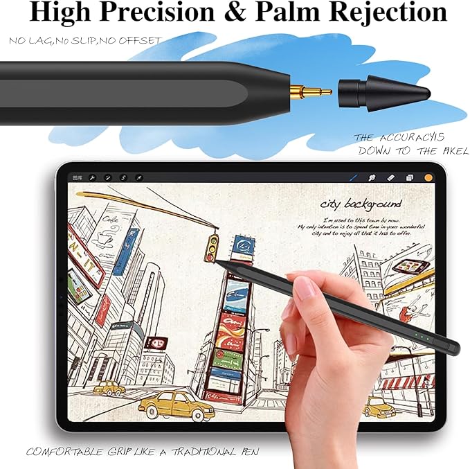 Stylus Pen for iPad11&10thGen,14Mins Faster Charge, with Pencil Holder,Palm Rejection, Tilt Sensitivity, for iPad Air11&13-inch(M3/M2), iPad Pro 11&13-inch (M4),iPad 6-11th,iPad Pro 11/12.9 inch