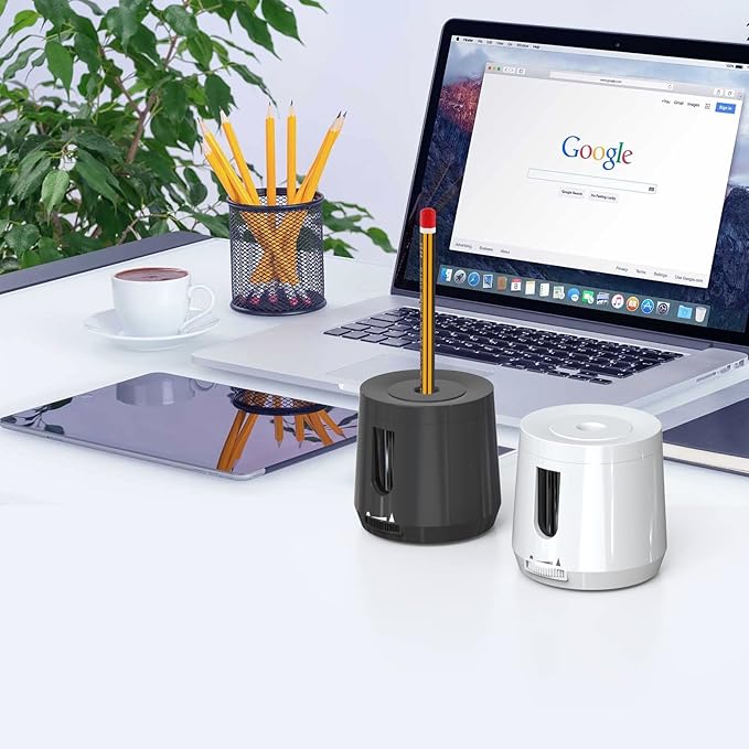 Bocyteopr Automatic Electric Pencil Sharpener, USB & Battery Operated, Adjustable Sharpening for Colored Pencils(6-8mm), for School/Classroom/Student(White)