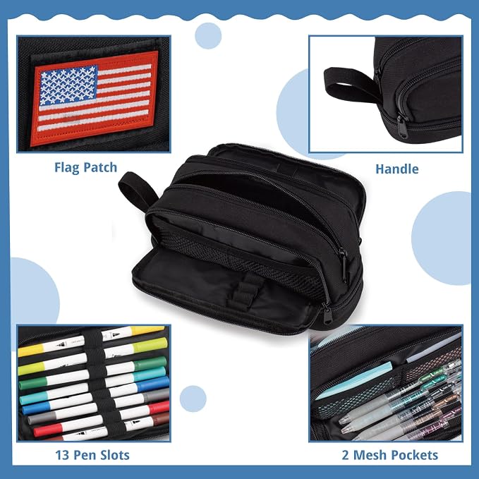 Tactical 4 Compartments Pencil Case for Boy, Large Pen Pouch Bag for School | Tactical Large Capacity Pen Box, 900D Farbic Tool Bag for School College Office Marker Organizer for Boy Kid Men Adult Teen
