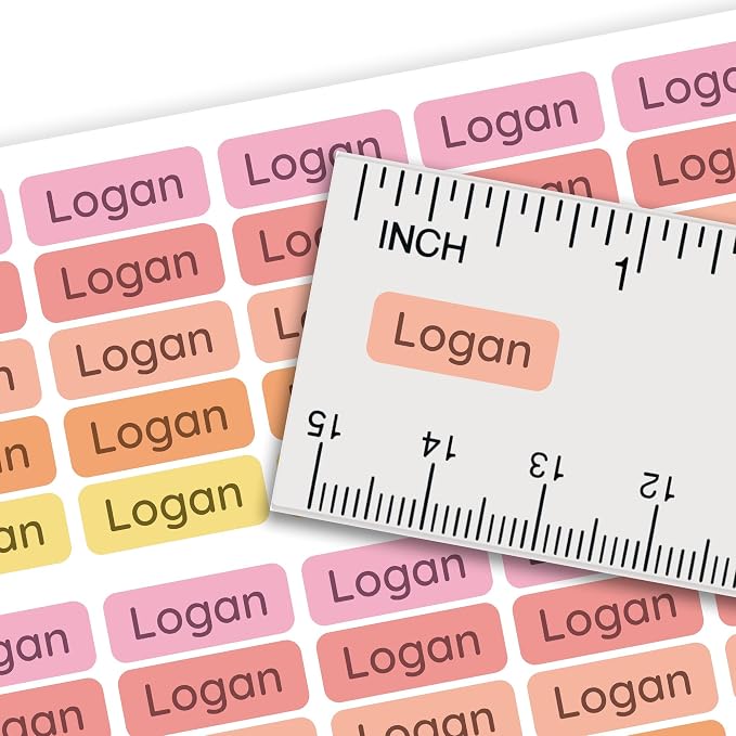 Personalized Mini Name Labels for Kids (210 Count) – Custom Waterproof Name Stickers for School, Daycare, Water Bottles, Lunch Boxes, Pencils, Supplies - Peachy Party