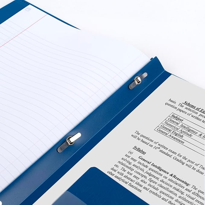 Five Star 2 Pocket Folder, Stay-Put Folder, Plastic Colored Folders with Pockets & Prong Fasteners, for Home, School Supplies & Home Office, 11” x 8-1/2”, Blue (72115) (Pack of 2)