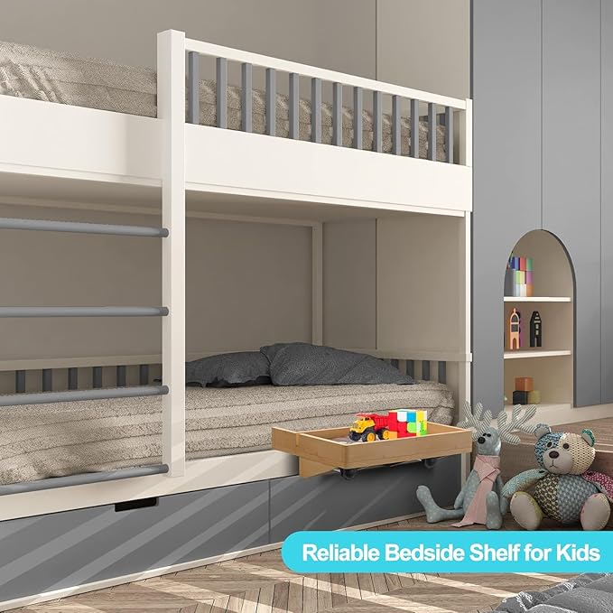 Bamboo Bedside Shelf - Clip-on Tray for Bed, Bunk Bed & Dorm Room