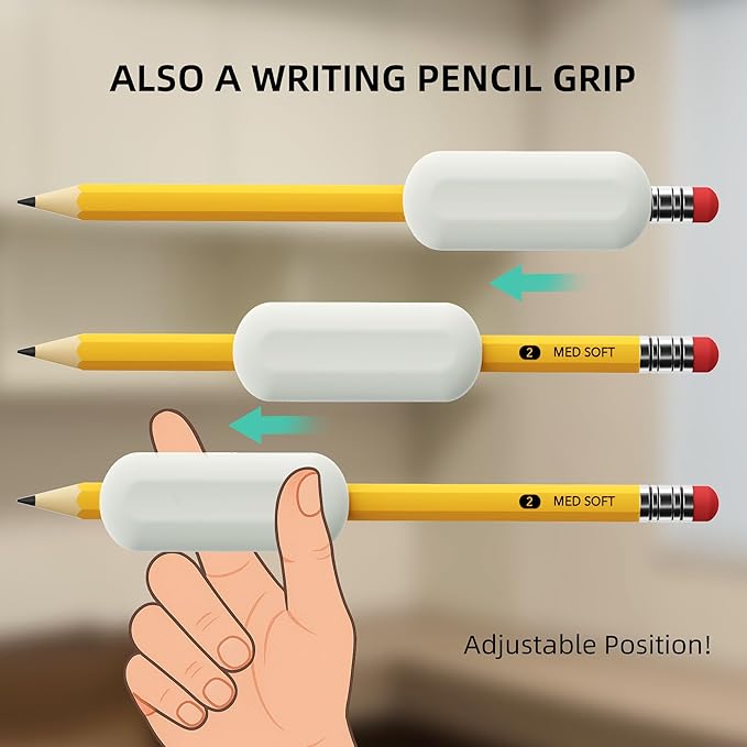 ELETIUO 5-Pack Weighted Pencil Grips – 1oz Silicone Handwriting Aid for Kids,Elderly & Special Needs – Improves Penmanship for Autism,ADHD,Tremors,Dyspraxia & Fine Motor Skills,5 Colors
