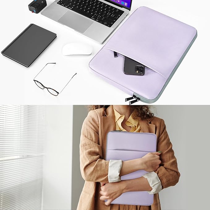 Laptop Sleeve Case for MacBook Air 13 inch M2 M3 M4 A3240 A3113 2025-2023, Compatible with MacBook Pro 14 inch M5 M4 M3 M2 M1 Pro Max A3112 A3185 A3401 A2779 A2442 A2918 Water Resistant Bag-Purple